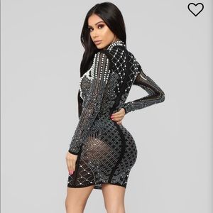 Fashion nova girls in pearls mesh dress